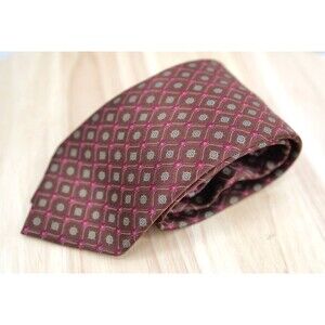 Brioni Tie Mens Necktie 100% Silk Bronze Floral dis Made in Italy‎ 62"